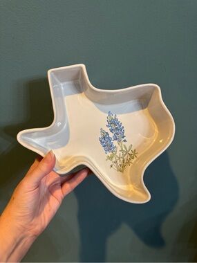 Vintage Pottery Texas State Bowl Dish Bluebonnets - Unmarked Frankoma